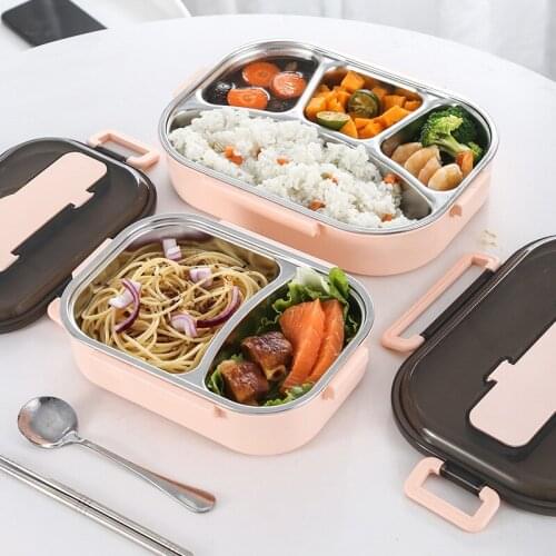 Lunch Box Food Container 304 Stainless Steel Dinnerware Food Storage Container Children Kids School Office Portable Bento Box