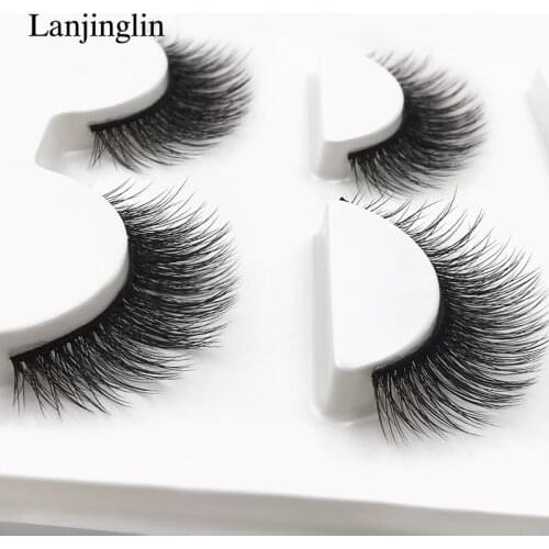 LANJINGLIN 3 pairs lashes 3d mink natural long eyelash extension false eyelashes full strip lash makeup cilios #X23