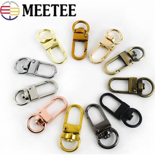 Meetee 20/50pcs 10mm Metal Dog Buckle Spring Snap Clasp Hook Key DIY Bag Chain Decor Hang Buckles Hardware Leather Accessories
