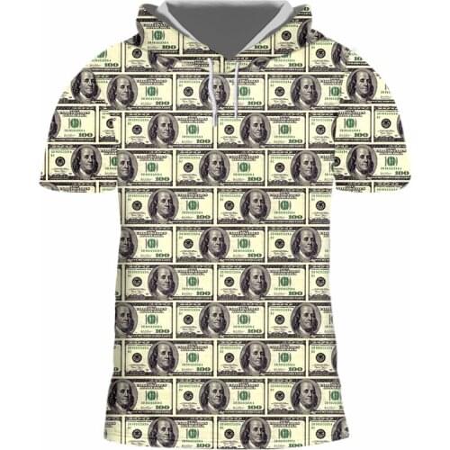 IFPD EU Size Hip Hop Fashion 3D Printed Money Hooded Tshirts Funny Cool Mens Dollar T Shirt Casual Harajuku Tops Plus Size Tops