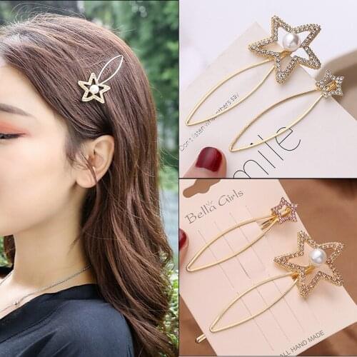 Fashion Pearl Hair Clips Women Girls Elegant Design Musical Note Star Round Hairpin Barrette Hair Pins Ponytail Hair Accessories