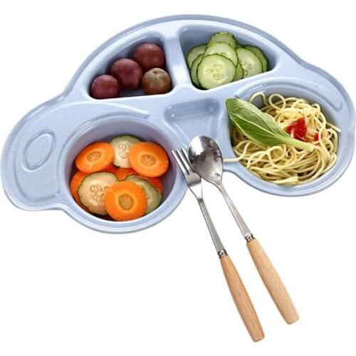 Cartoon Car Baby Bamboo Plate Infant Feeding Dinnerware Wheat Straw Kids Tableware Environmental For Children Plates MBG0346