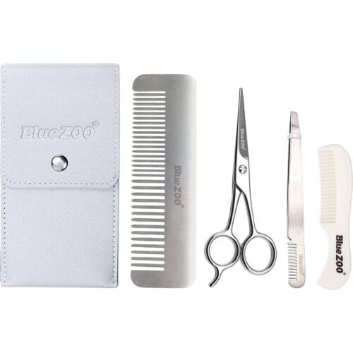 5pcs Beard Care Grooming Kit Combs Tweezer Mustache Scissor Trimming Styling
