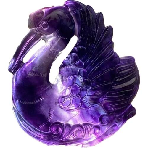 Natural Gem Fluorite Carving Swan Unicorn Fox Butterfly Crystal Stone Figurine Healing Quartz Mineral Reiki Home Decor Gift