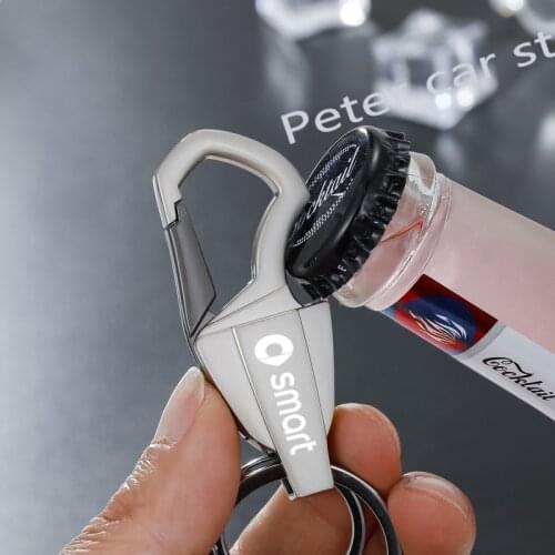 2021 New Beer Bottle Opener Keychain Fashion Zinc Alloy Key Ring Car Keyring for Smart 451 brabus Smart fortwo 453 car