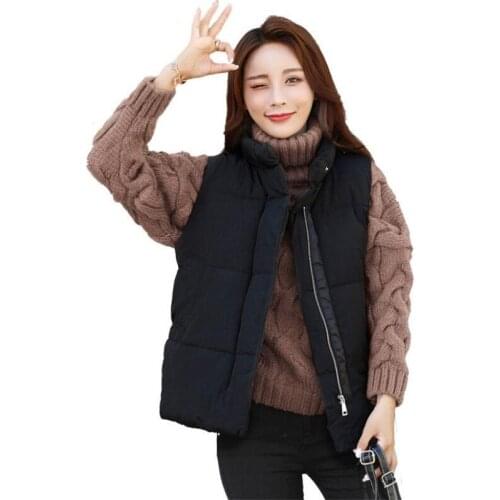 New Arrival2018Fashion Autumn Winter Womens Vest Female Stand-Collar Down Cotton Waistcoat Slim Outerwear Casual Vest MujerQ825