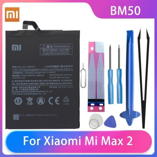 Original Xiaomi Mi Max 2 MIMax2 Phone batteries BM50 High Capacity Rechargeable Phone Battery 5200mAh Free Tools Phone AKKU