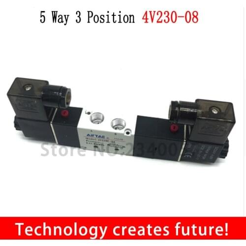 AIRTAC 4V230-08C 5 Way 3 Position 1/4" Pneumatic Solenoid Valve DC12V DC24V AC110V AC220V