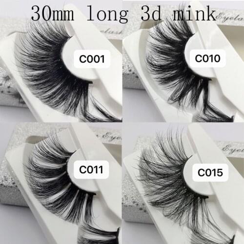 NEW longer than 25mm Eyelashes 30mm 3D mink lashes extra length mink eyelashes Big dramatic volumn strip thick false eyelashes