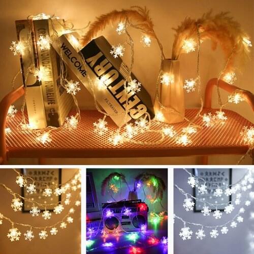 Xmas 20LED Garland Snowflakes String Decor Lights USB Powered Hanging Garland Ornaments Wedding Party Christmas Tree Home Decor