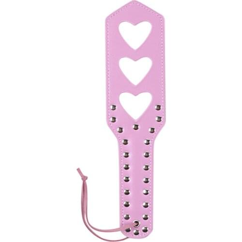 Sexy Pink Faux Leather Heart hole Spanking Paddle Punish Sex Accessories for Adults,Flogger Sex Products for Couples 281301013