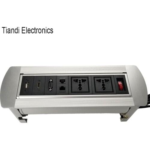 Swiss plugs socket / HDMI Desktop socket / hidden manual rotation / multimedia network RJ45 HDMI USB VGA desktop socket /MF-010