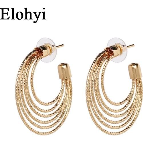 ELOHYI New Vintage Fashion Texture Alloy Women Earring Drop Statement Puke Exaggeration Earring For Women Shipping