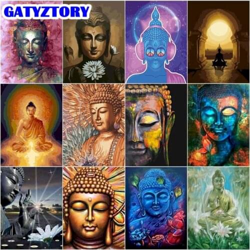 GATYZTORY Buddha Statue DIY Painting By Numbers Modern Wall Art Canvas Acrylic Paint By Number Unique Gift For Home Decor40x50cm