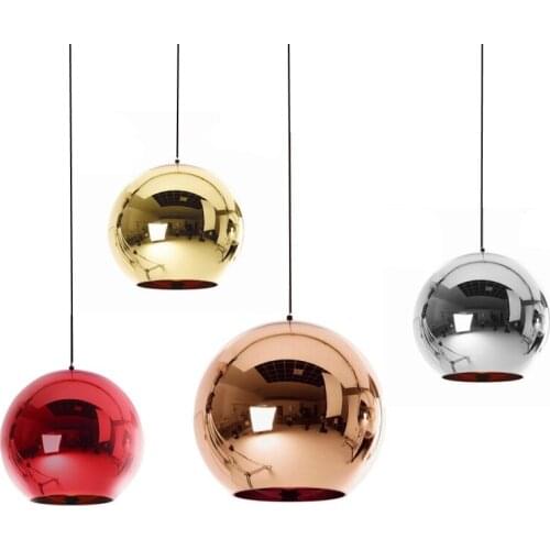 Wonderland Modern Copper Glass Ball Pendant Lights Shade Mirror Luminaire Christmas Home Design LED E27 Pendant Lamp Light