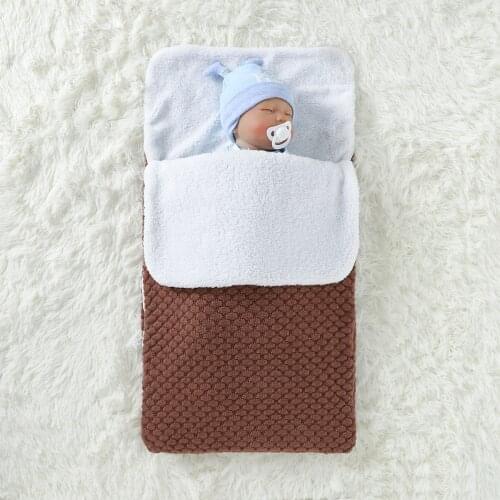 Autumn Winter Warm Newborn Baby Swaddle Wrap Sleeping Bags Zip Up Solid Knitted Infant Boy Girl Sleepsack Envelopes for Stroller