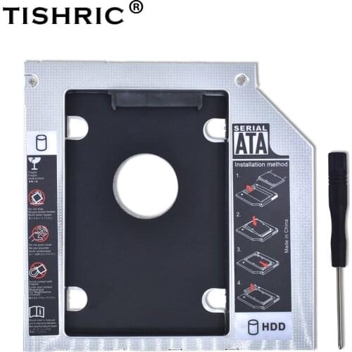 TISHRIC Universal Aluminum 2nd HDD Caddy 9.5mm SATA 3.0 to SATA 2.5"SSD HDD Case Enclosure for Laptop CD-ROM DVD-ROM ODD OptiBay