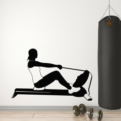 Gym Wall Decal Rowing Sports Girl Fitness Healthy Lifestyle Vinyl Wall Sticker Bedroom Home Decor Bodybuilding Art Mural A2-041