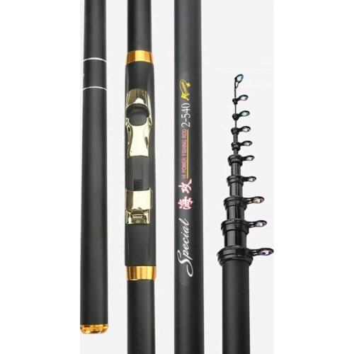 High Carbon 3.6M-7.2M Rock Fishing Rod Telescopic Feeder Rod Surf Spinning Ultra Light Fishing Tackle Olta Colorful Guide B044