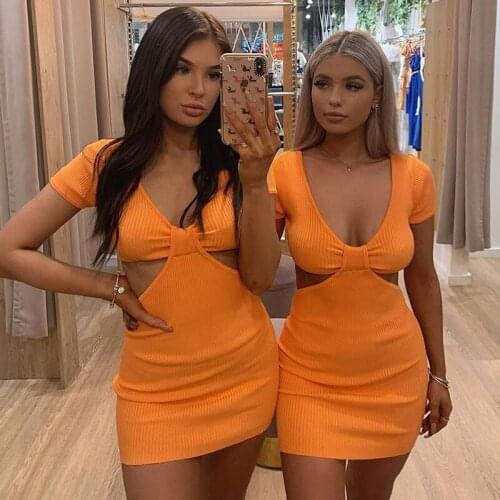 2021 CHRLEISURE Sexy Mini Dress Summer Women Dress New Design Feeling Open Back Hollow Out Sexy Slim Fit Dress