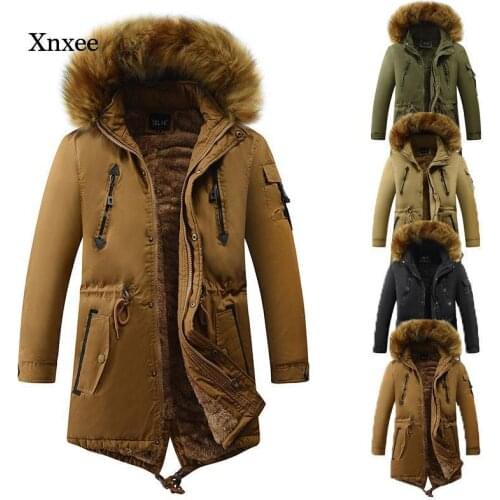 Winter Casual Jacket Mens Fashion Parka Coat Thickened Windbreaker Mens Classic Long-Sleeved Warm Jacket