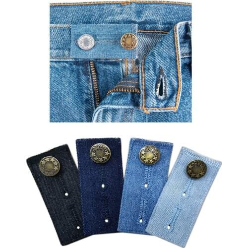 1Pc Jeans Pant Trousers Waist Expander Waistband Extender Button Elastic Adjustment Waist Button Belt Extension Buckle