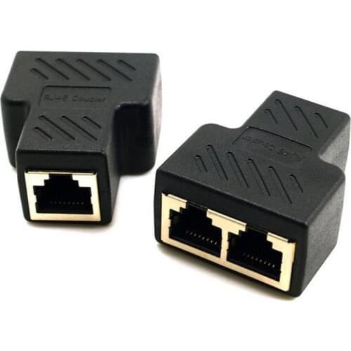 1pcs 1 To 2 Ways RJ45 LAN Ethernet Network Cable Female Splitter Connector Adapter For Laptop Docking Stations