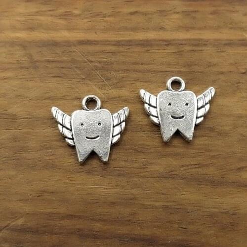 10pcs Charms tooth fairy teeth19*17mm Tibetan Silver Plated Pendants Antique Jewelry Making DIY Handmade Craft