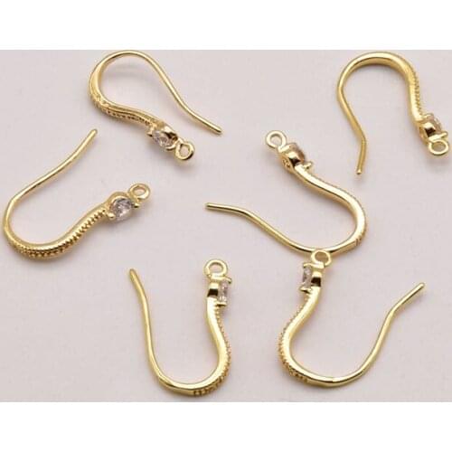 2 pair 18mm*9mm 18K Brass Gold Plated Ear Clasps Hooks Fittings For Diy Jewelry Making Accessories Wholesale Supplies JA0160