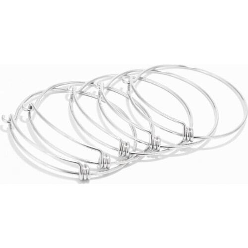 2pcs Stainless Steel Adjustable Wire Charm Bangle Bracelet 58*63mm For DIY Jewelry Bracelets Making Findings