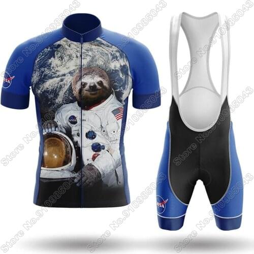 2021 Sloth Astronaut - Mens Cycling Jersey Set Summer Cycling Clothing Road Bike Shirts Suit Bicycle Bib Shorts MTB Ropa Maillo