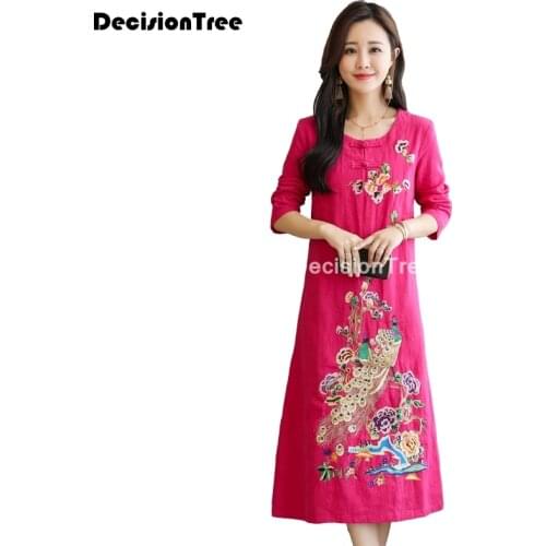 2021 female cotton qipao dress aodai vietnam cheongsam folk style chinese dress for women traditional clothing floral ao dai