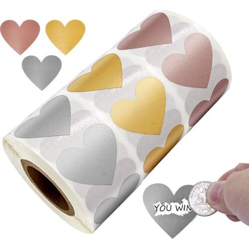 300Pcs Rose Gold Heart Stickers Birthday Party Gifts Sticker Labels Package Decoration Stationery Sticker Envelop Seals