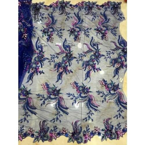 3D flowers Top selling SYJ-71810 Embroidered Nigerian Laces Fabric with stones for evening dress