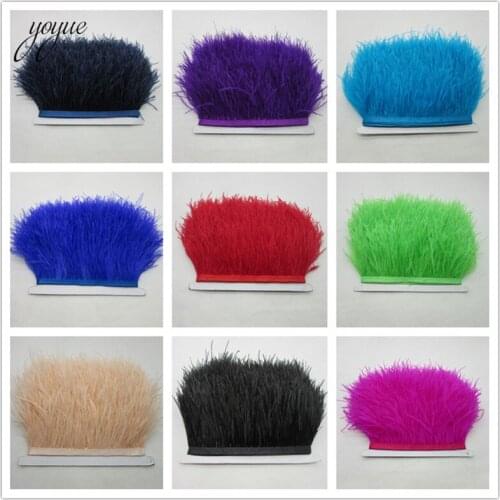 5Meter 8-10CM Ostrich feather trim for skirt/dress costume Black White ostrich feathers ribbon DIY feather For Crafts decoration