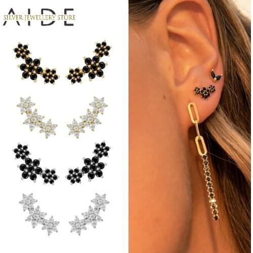 AIDE Fashion Snowflake Star Stud Earrings For Women Exquisite Zircon Piercing 925 Sterling Silver Earrings Fine Jewelry Kolczyki