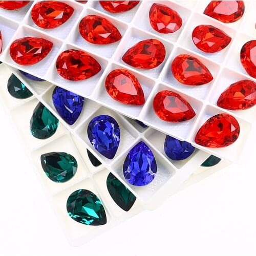 Glittery Colorful Drop K9 Glass Rhinestones Strass Crystal Pointback Nails Art Rhinestones For Clothes Garment Needlework Nails