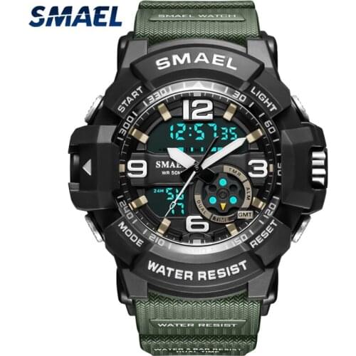 SMAEL New Sports Watches Mens Waterproof Dual Display Mens Military Digital Quartz Watch Men Top Brand Luxury Wristwatch