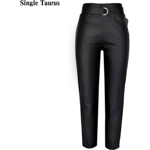 Black Leather Pants Women Streetwear PU Ropa Mujer High Waist Coated Denim Pantalon Femme Sexy Fall Winter Fashion Leather Pants