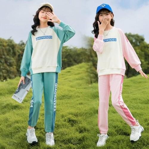 Kids Clothing 2021 Autumn Girls Sets Korean Girls Outfits Casual Spring Sweatshirt Pants Two-piece Suit Fashion Clothes 10 12 8y