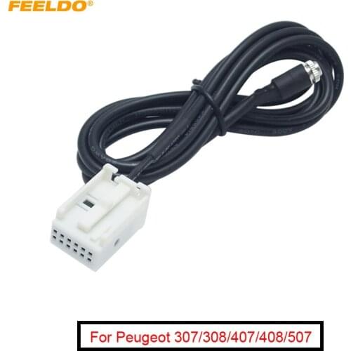FEELDO 1PC Car 12pin Female Interface Wire AUX Audio Input Cable For Peugeot 307/308/407/408/507 Citroen Triumph Sega C2/C5/RD4