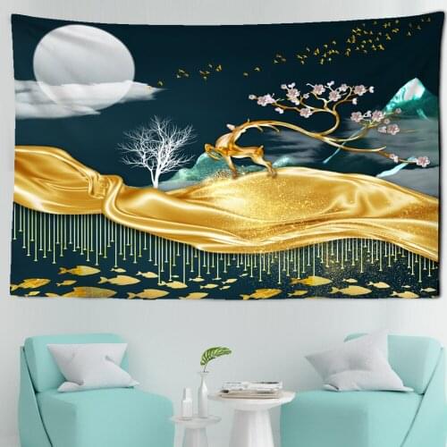 Fawn Illustration Tapestry Wall Hanging Bohemian Style Hippie Art Witchcraft Psychedelic Tarot Christmas Home Decor