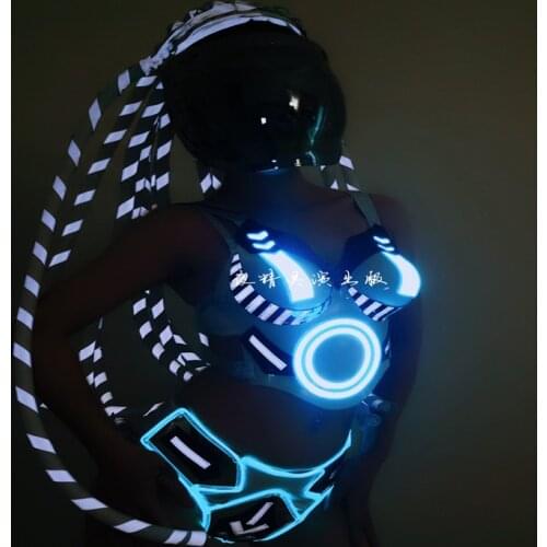 Gogo costumes future technology glowing nightclub bar atmosphere props party led stage dance wear