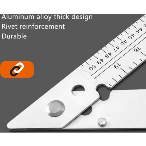 Aluminum Alloy Mitre Angle Measuring Tool,Mutifunction 45/90 Degree Angle Woodworking Square Ruler Gauge Measure Ruler M4YD