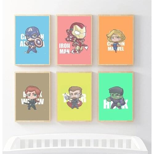 Marvel Comics Cartoon Canvas Painting Superhero Posters and Prints Wall Art Print Canvas Childrens Bedroom Home Decor Gifts