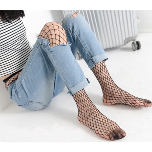 Women Sexy Transparent Slim Fishnet Pantyhose Net Holes Black Tights Thigh High Stockings Club Party Hosiery W023