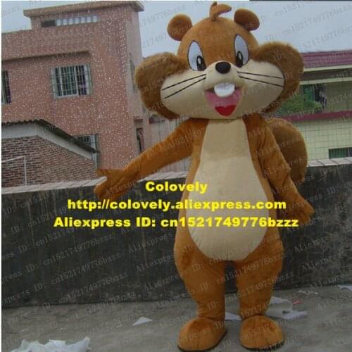 Endearing Brown Squirrel Sciuridae Mascot Costume Fancy Dress With Black Nose Water Drop Shaped Pink Belly Short Legs No.8222