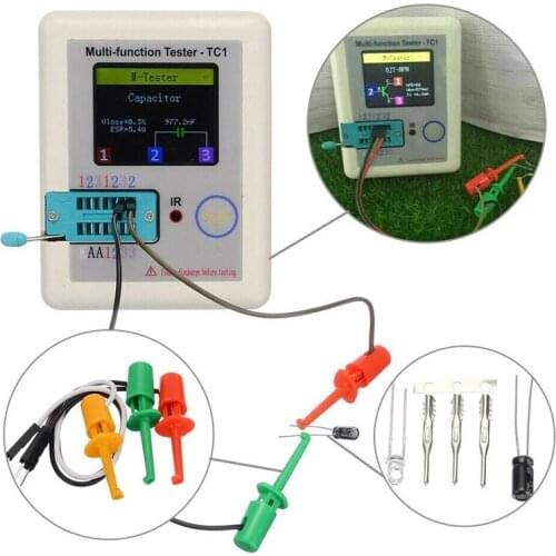LCR-TC1 1.8" TFT LCD Display Multi-meter Transistor Tester Diode Triode Capacitor ESR LCR NPN PNP MOSFET COD Resistor Test Meter
