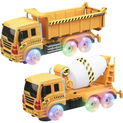Diecast Engineering Vehicle Model Toy Cement Mixer Truck Toy With Light Up Wheels Dump Truck Construction Toy For Kids Gift