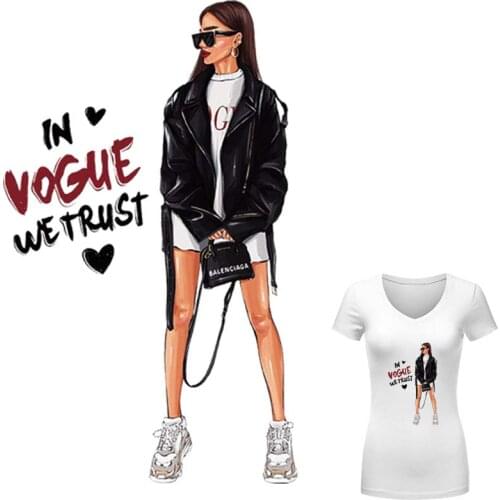 Fashion Girl Iron On Patch Hot Tear Sticker Diy T-Shirt Dresses New Design Thermal Transfer Patch Over Powder Parches